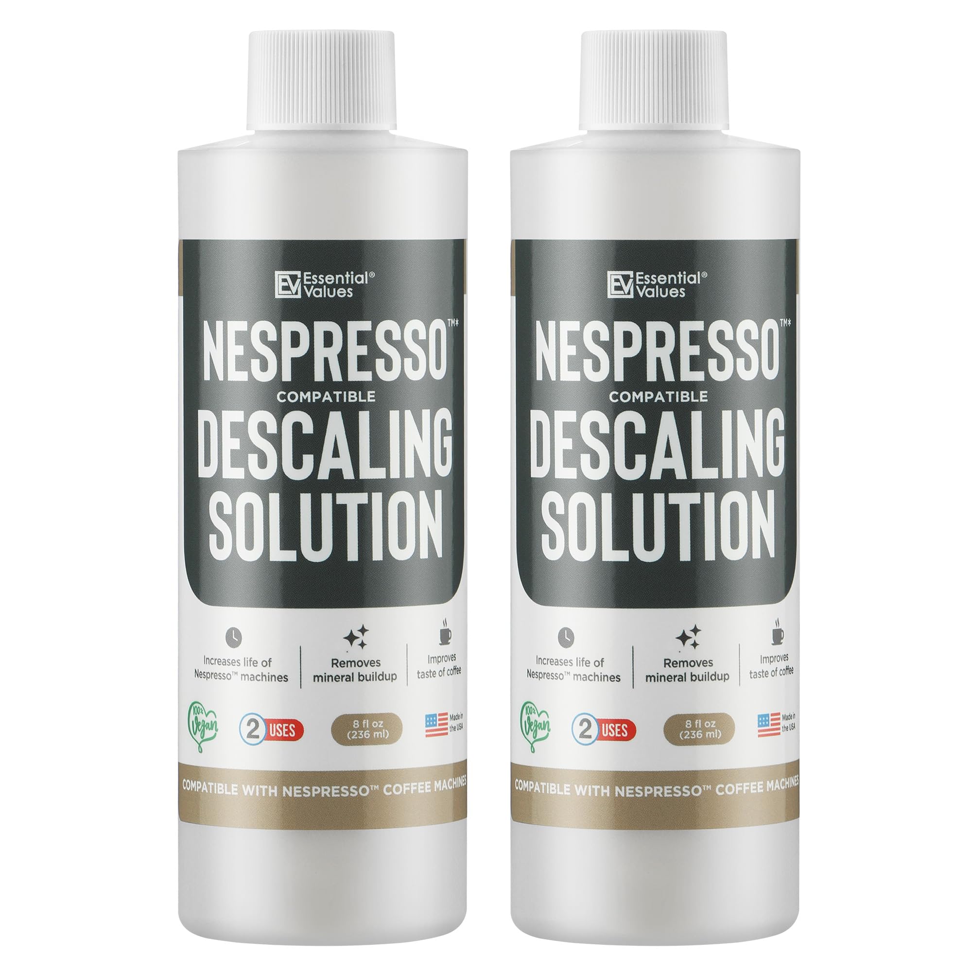 Essential Values Descaling Solution Compatible with Nespresso - Coffee Pot Cleaner and Descaler - Liquid Specially Formulated to