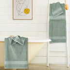 Cozyart Sage Green Bath Towels Set 6 Piece, 2 Bath Towels 2 Hand Towels 2 Washcloths, Luxury 100% Turkish Cotton 650Gsm Hotel Qu