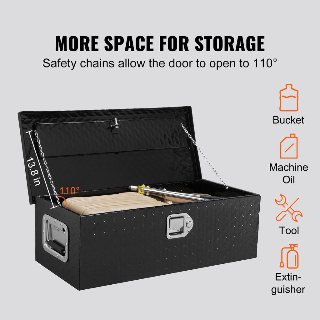 VEVOR Truck Bed Tool Box Black Aluminum 30"x13"x9.6" JL-TB19-1