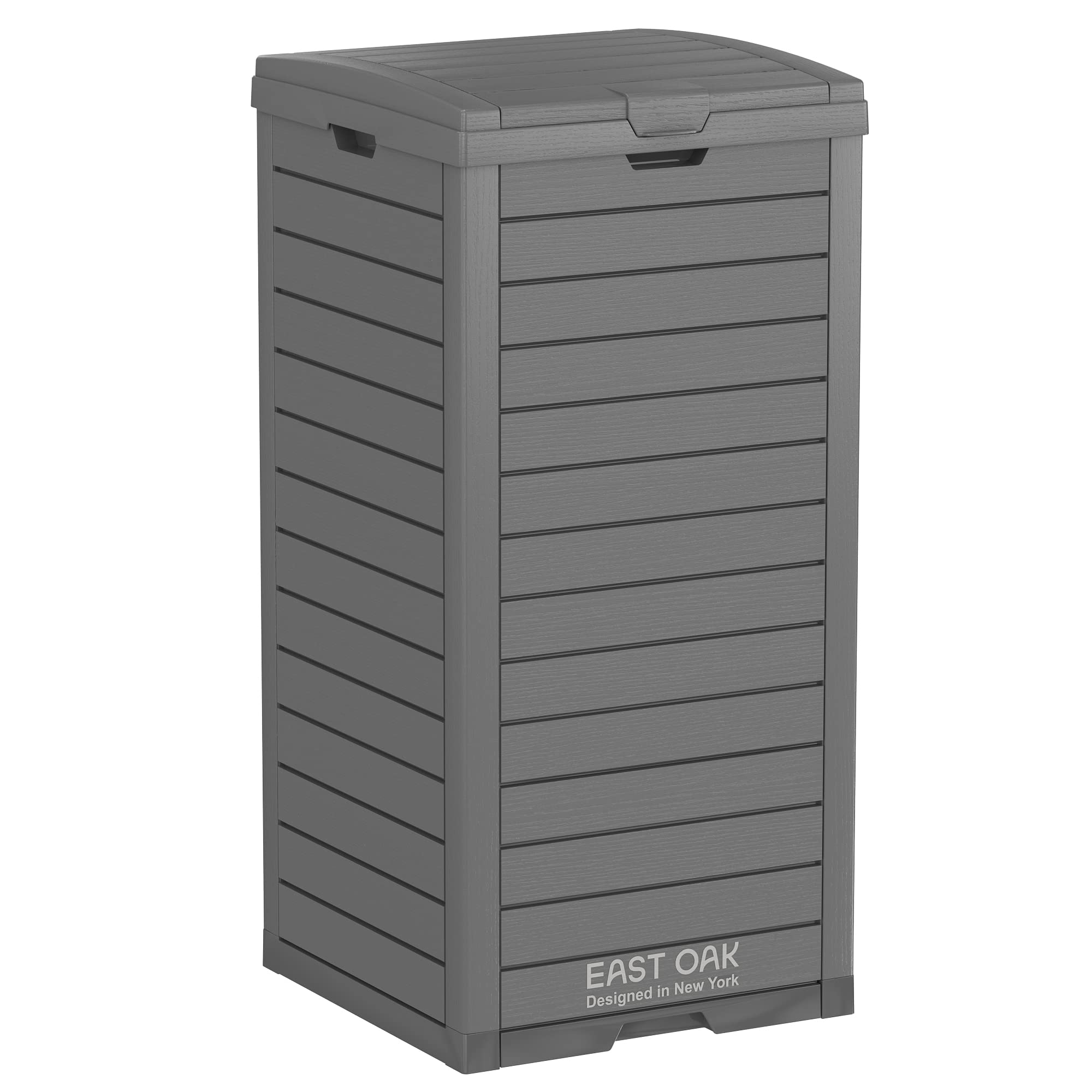 EAST OAK 38 Gallon Outdoor Trash Can, Waterproof Resin Garbage Can with Tiered Lid and Drip Tray, Outside Trash Bin for Patio, K