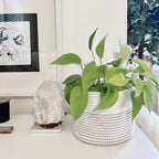 Indressme Small Rope Basket Round Woven Storage Basket Cute Dog Toy Basket Cotton Basket Baby Nursery Hamper Shelf Decorative Bi