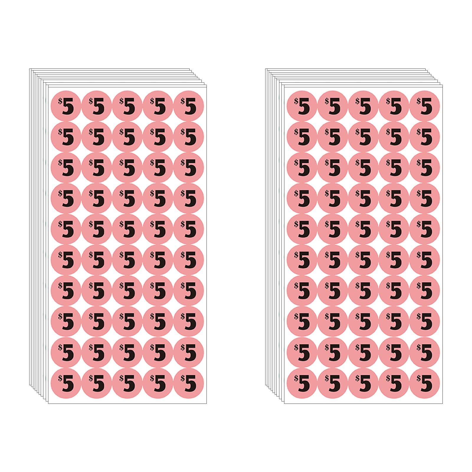 Dugutul 1000 Pcs $5 Color-Coded Price Stickers For Garage Sale And Flea Market, 3/4' Diameter - Bold Fonts, Clear Visibility, H