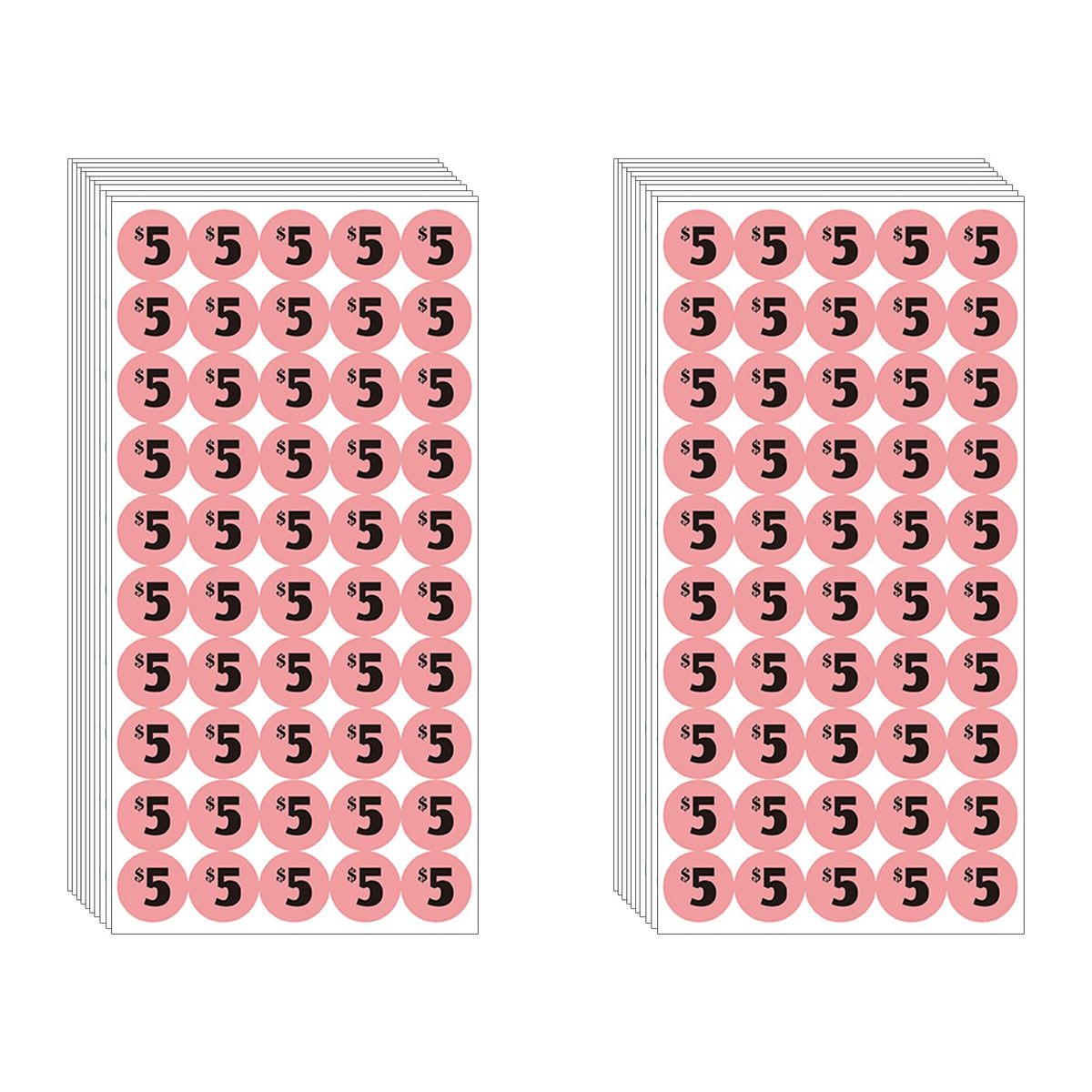 Dugutul 1000 Pcs $5 Color-Coded Price Stickers For Garage Sale And Flea Market, 3/4' Diameter - Bold Fonts, Clear Visibility, H