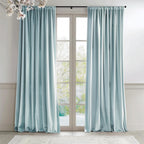 Lazzzy Baby Blue Velvet Curtains Room Darkening Thermal Insulated Curtains 84 Inch Long Window Drapes For Bedroom Living Room Super Soft Luxury Rod Pocket Window Treatment, 2 Panels