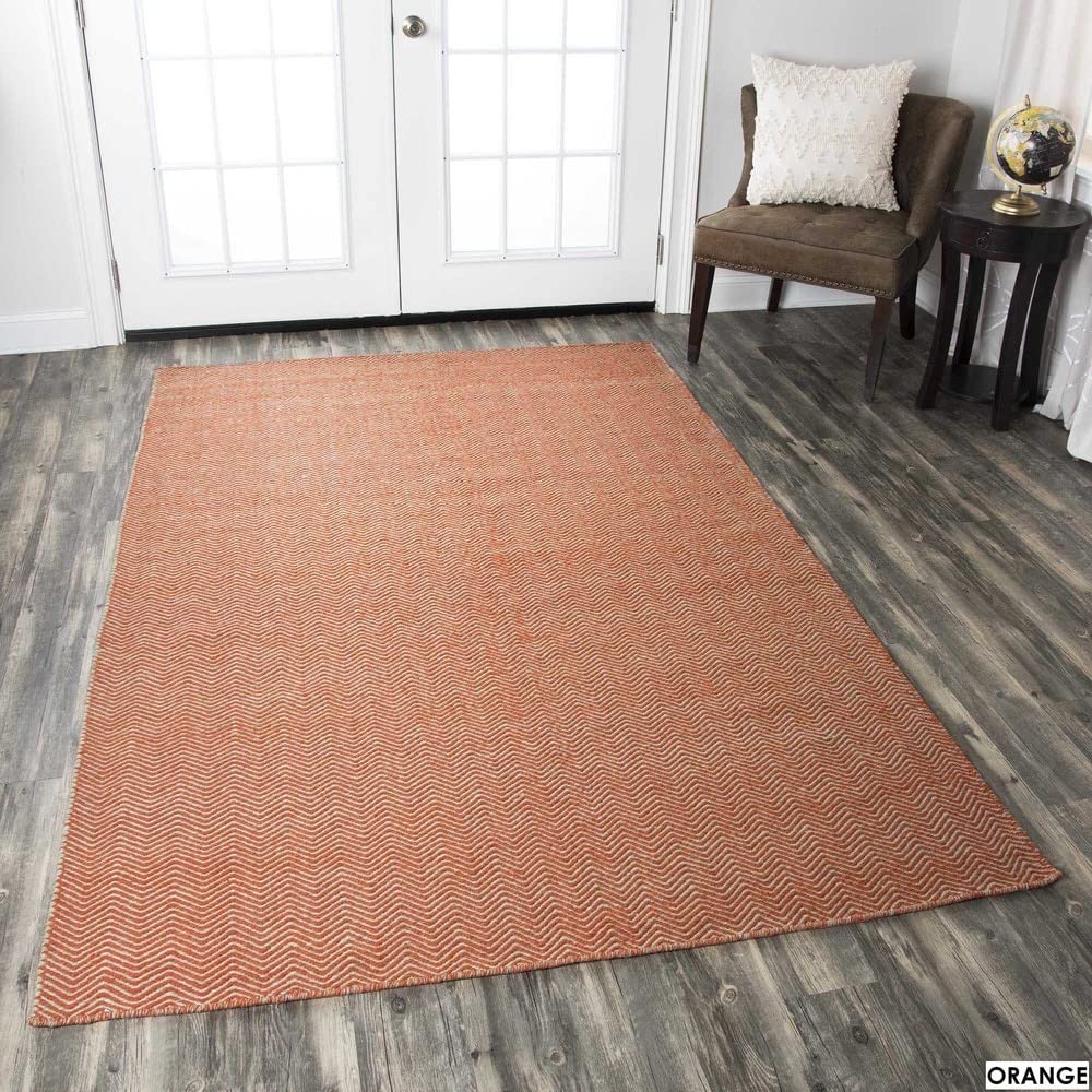 Rizzy Home | Tw2922 | Twist Collection | Wool Area Rug | 5' X 8' | Blue/Off White Chevron