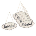 12 Inch 6 Pack Hanging Reserved Signs Wooden Signs for Wedding Reserved Seating Signs for Chairs-Black Lettering
