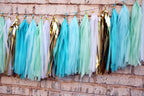 Fonder Mols Tissue Paper Tassel Garland (Pack Of 30, White Mint Aqua Gold) Rustic Birthday Wedding Party Decor Mermaid First Bir