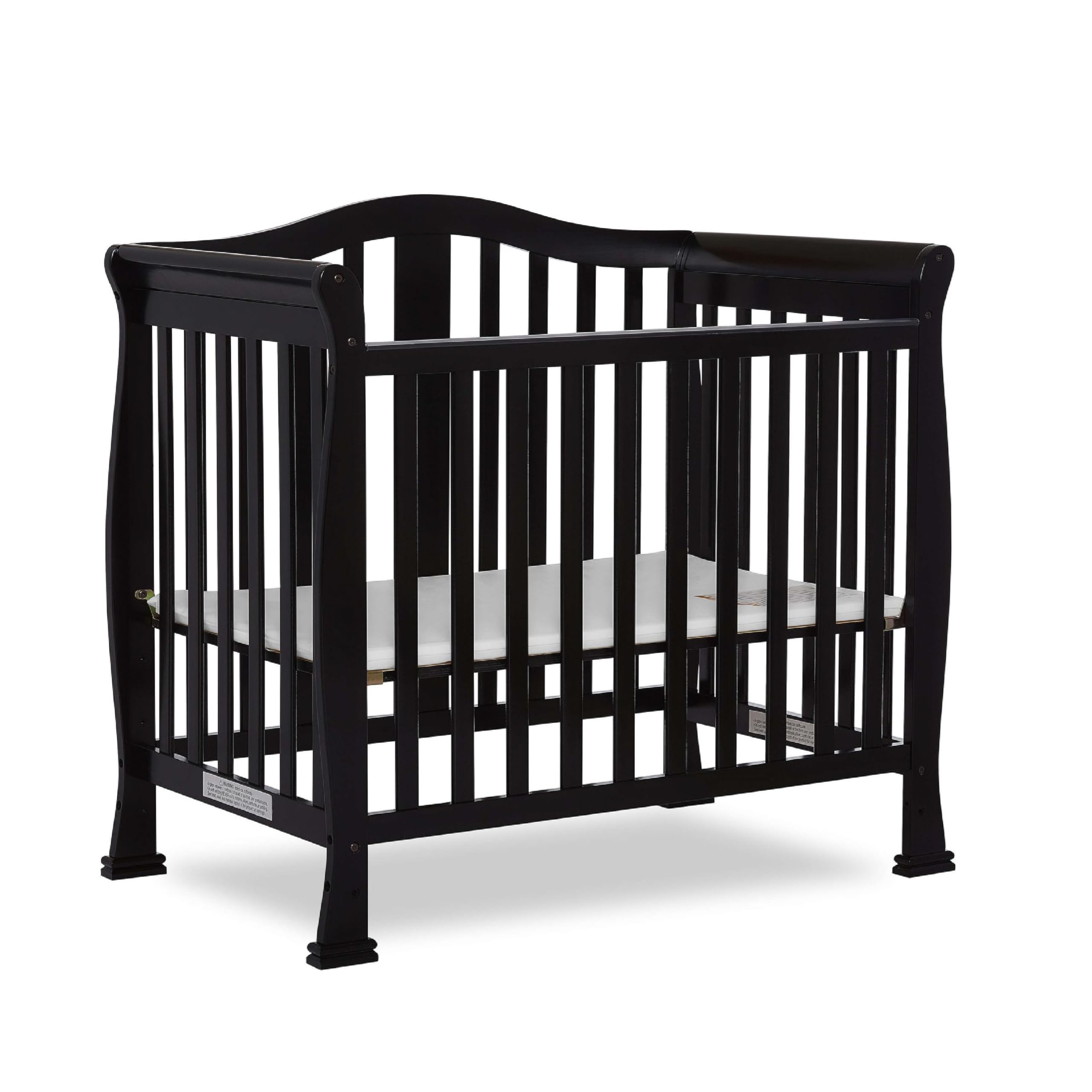 Dream On Me Addison 4-in-1 Convertible Mini Crib in Black, Greenguard Gold Certified, Non-Toxic Finishes, Built of New Zealand P