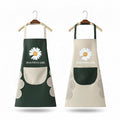 Shigoshree Kitchen Apron Set With Front Pocket, Floral Bunny Design, Waterproof, 2Pack (Green&Beige)