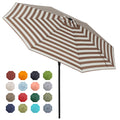 Tempera 9Ft Patio Market Outdoor Table Umbrella With Push Button Tilt And Crank,Large Sun Umbrella With Sturdy Pole&Fade Resistant Canopy,Easy To Set, Beige Taupe Stripe