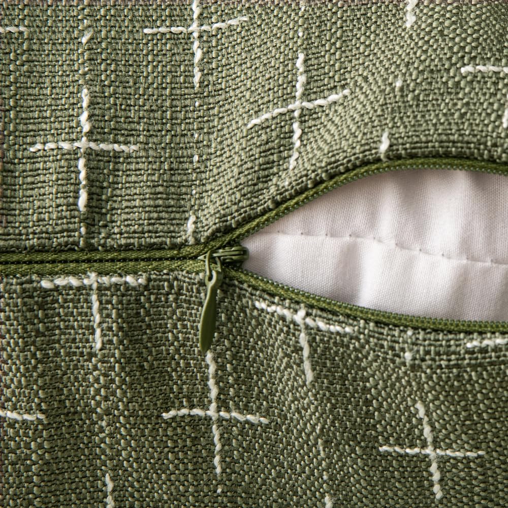 Miulee Pack Of 2 Decorative Burlap Linen Throw Pillow Covers Modern Farmhouse Pillowcase Rustic Woven Textured Cushion Cover For Sofa Couch Bed 12X20 Inch Olive Green