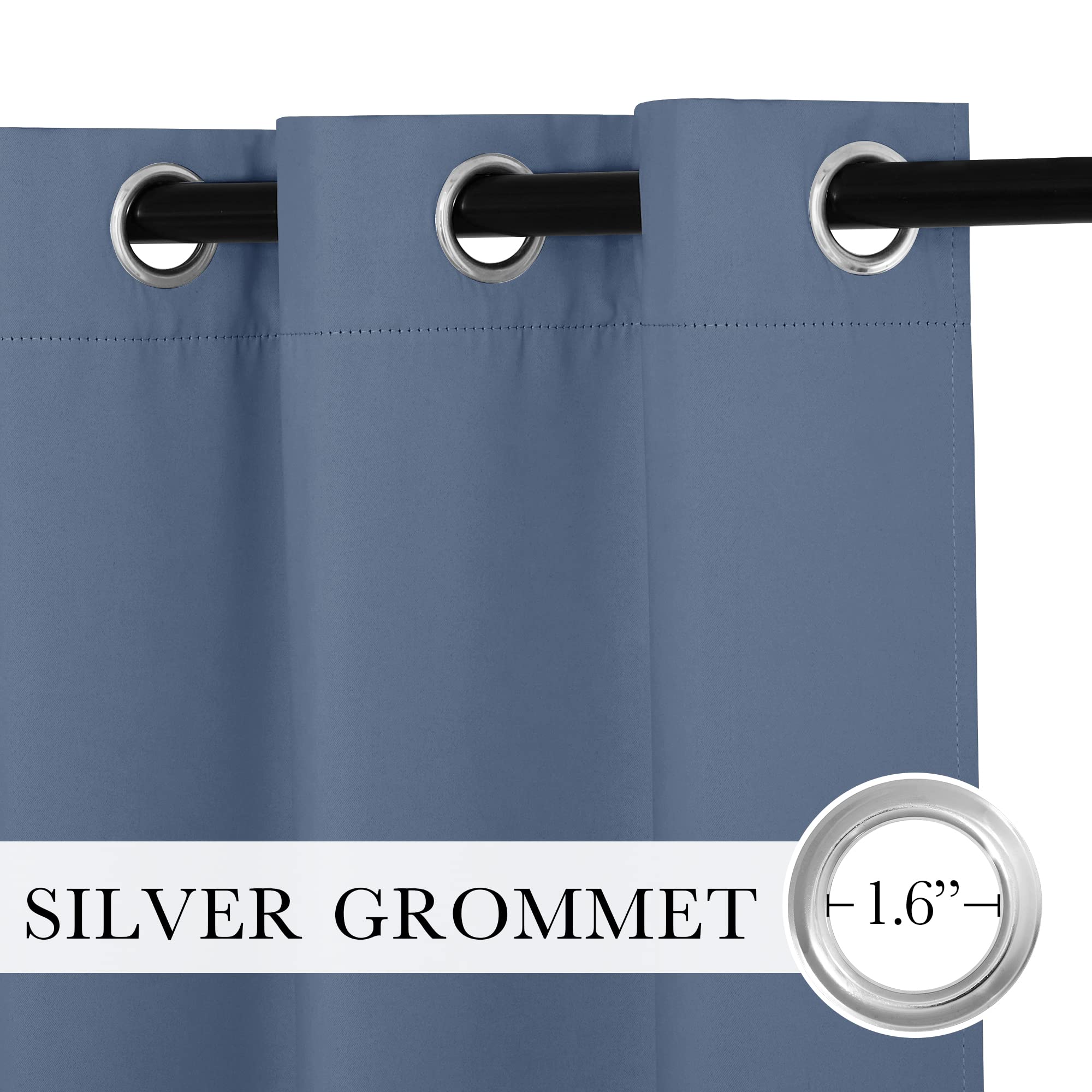 Ryb Home Blue Blackout Curtains For Living Room, Heavy Duty Curtains Drapes Room Darkening Privcay Window Treatment For Bedroom