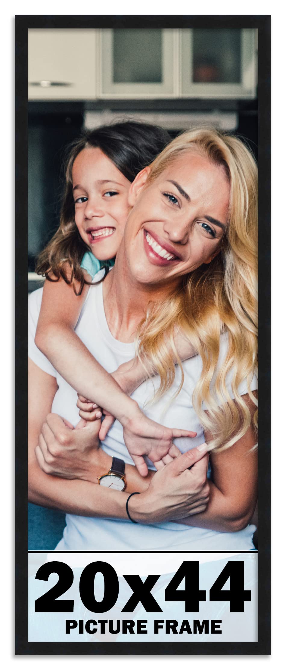 20x44 Frame Black Picture Frame - Complete Modern Photo Frame Includes UV Acrylic Shatter Guard Front, Acid Free Foam Backing Bo