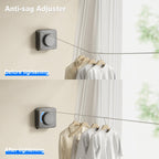 Mustorn Retractable Clothesline Indoor, Non-Sagging Outdoor Clothes Line Retracting Heavy Duty Clothes Drying Laundry Line Wall