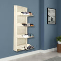 Delite Kom 20 Inch Wide, 4 Shelf Metal Shoe Rack Wall Mounted For Home With Central Lock | Holds Upto 10 Shoes Or 16 Slippers Pa