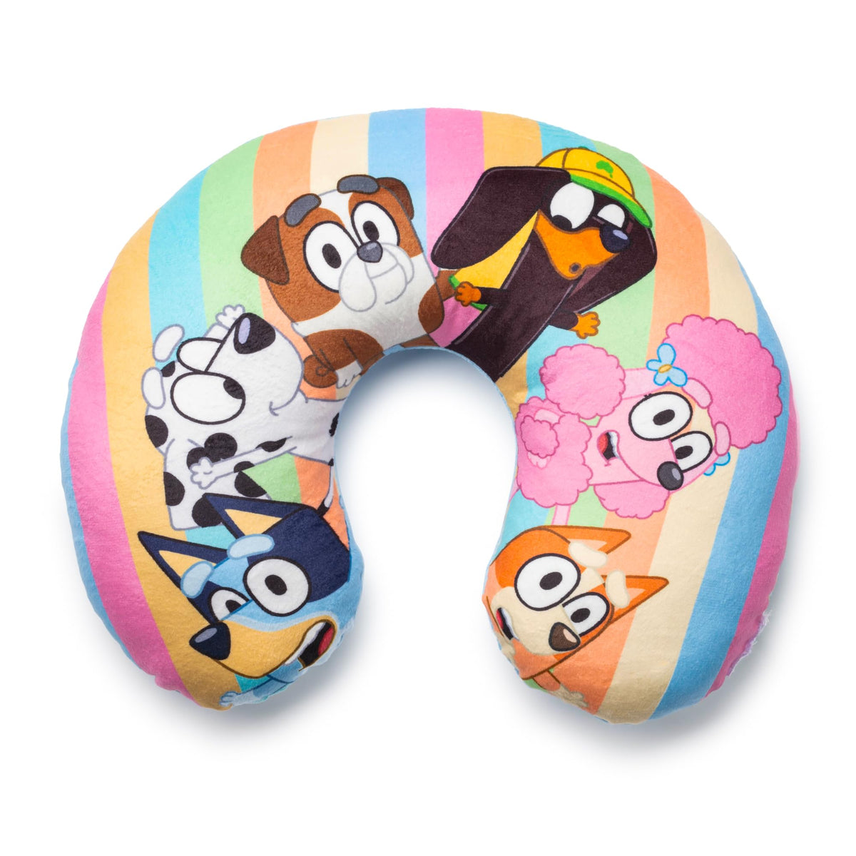 Jay Franco Bluey Kids Travel Neck Pillow - Soft Polyester Support For Car, Airplane & Road Trips - Cute Bluey And Bingo Design -