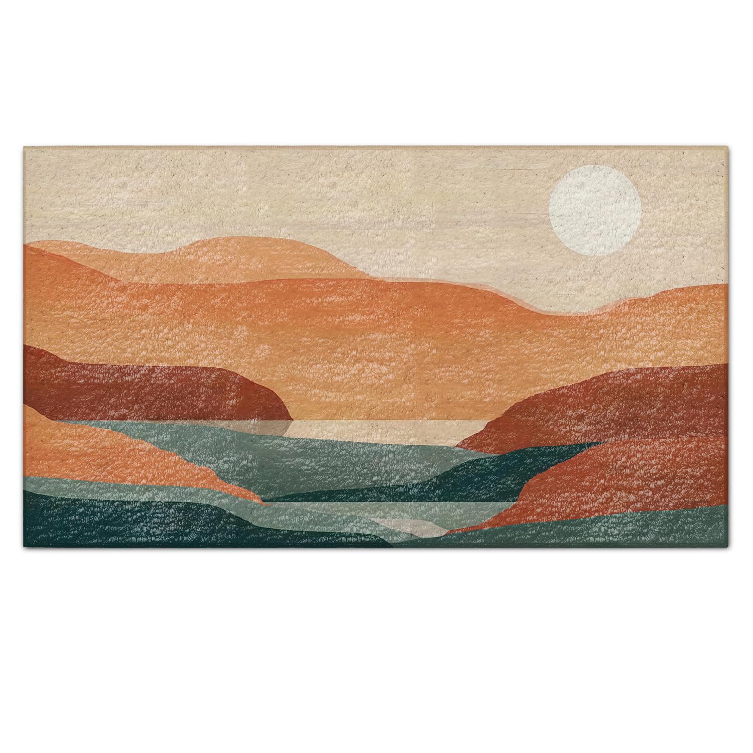 Luvadian Mid Century Modern Boho Door Mat - Boho Front Door Mat Outdoor Entrance, Boho Welcome Mat, Modern Green And Black Indoo