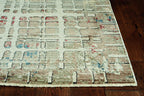 HomeRoots Shrink Polyester 4’ x 6’ Ivory Khaki Distressed Plaid Area Rug