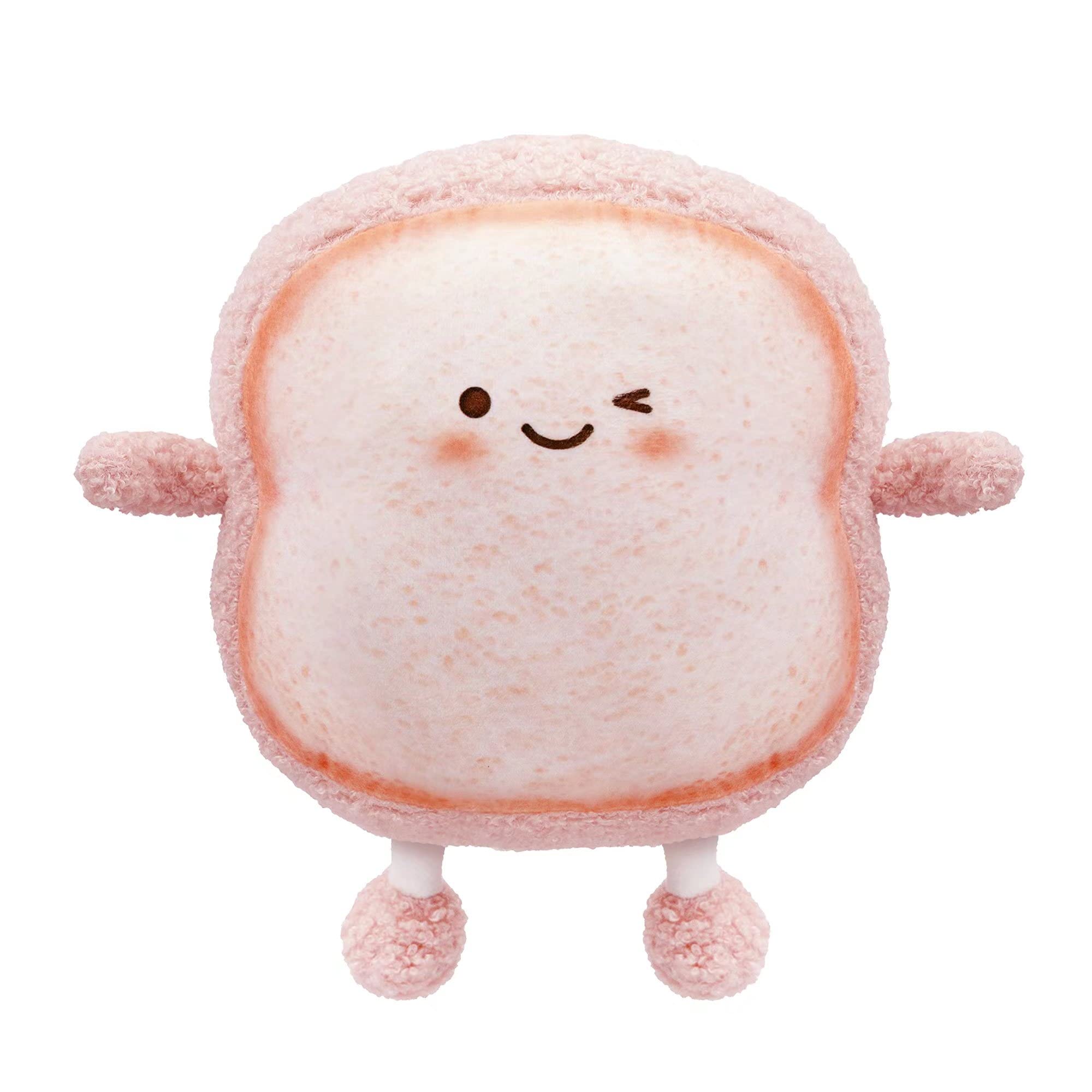 VHYHCY Toast Bread Pillow Funny Food Plush Toy Pillows Small Cute Stuffed Plush Toast Sofa Pillow (Toast Bread, Pink)