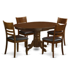 East West Furniture KELY5-ESP-LC 5 Piece Kitchen Table & Chairs Set Includes an Oval Dining Room Table with Butterfly Leaf and 4 Faux Leather Upholstered Chairs, 42x60 Inch, Espresso