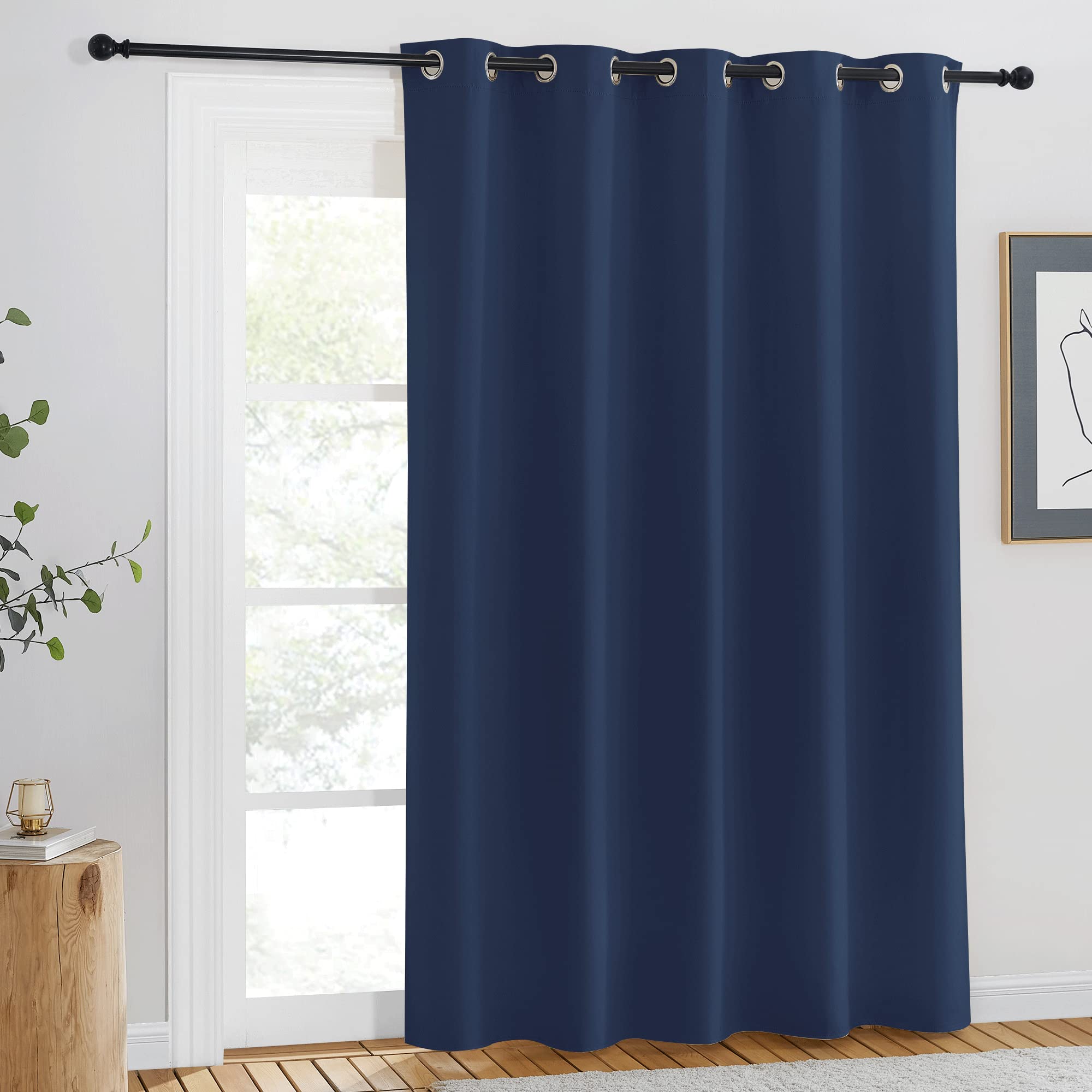 NICETOWN Blackout Navy Curtain Drape for Windows 84 Long - Room Darkening Energy Saving Thermal Insulated Solid Grommet Window T
