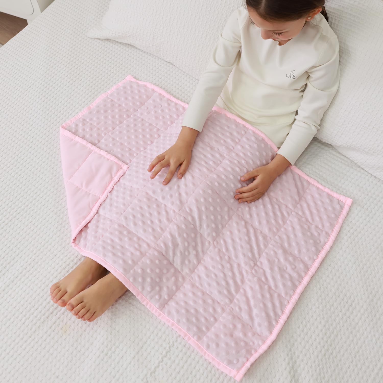 Mr. Sandman Weighted Blanket 2Lbs 20 X 30 Inches, Minky Dots Heavy Blanket With Glass Beads, Soft And Cooling For School And Hom