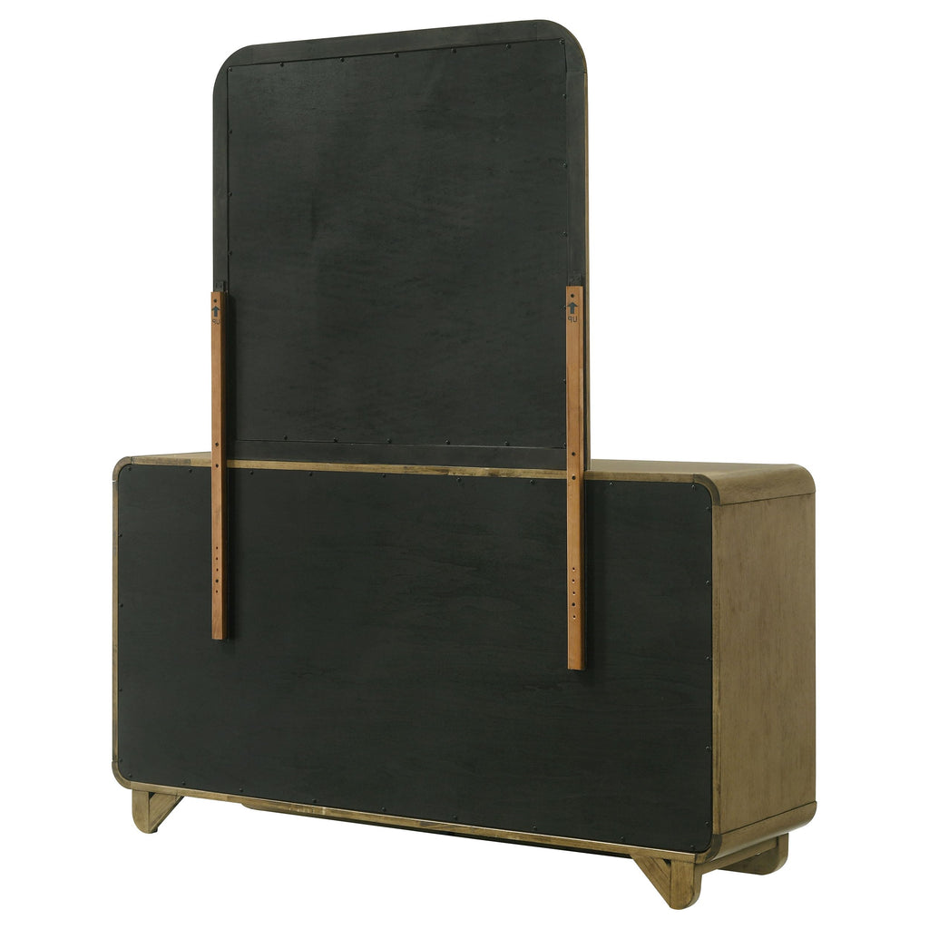 Coaster Home Furnishings Amsbury Transitional 64-inch 6-Drawer Bedroom Dresser with Mirror Bedroom Clothing Storage Cabinet Wide Chest of Drawers Organizer Unit Nutmeg 224273M