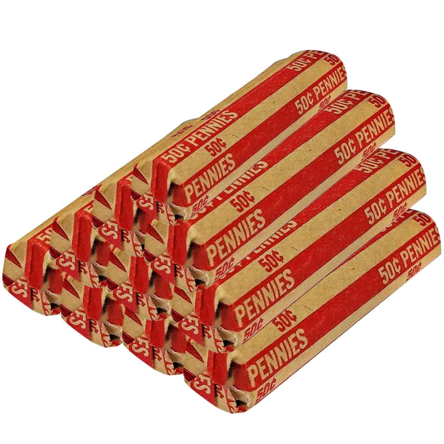 J Mark 100 Coin Roll Wrappers, Made In Usa, J Mark Coin Deposit Slip, Flat Coin Rollers (Dimes, Pennies, Quarter, Nickel) (100-P