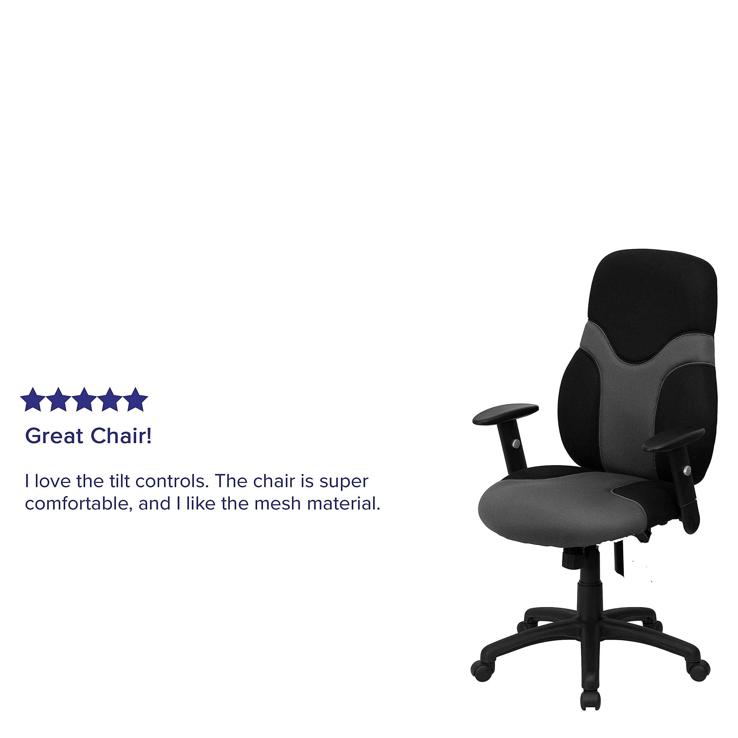 Flash Furniture Abbott High Back Ergonomic Black and Gray Mesh Swivel Task Office Chair with Adjustable Arms