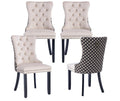 Lktart Velvet Dining Chairs Set Of 4, Tufted Dining Room Chair With Nailhead Ring Pull Trim, Upholstered Dining Chair With Solid