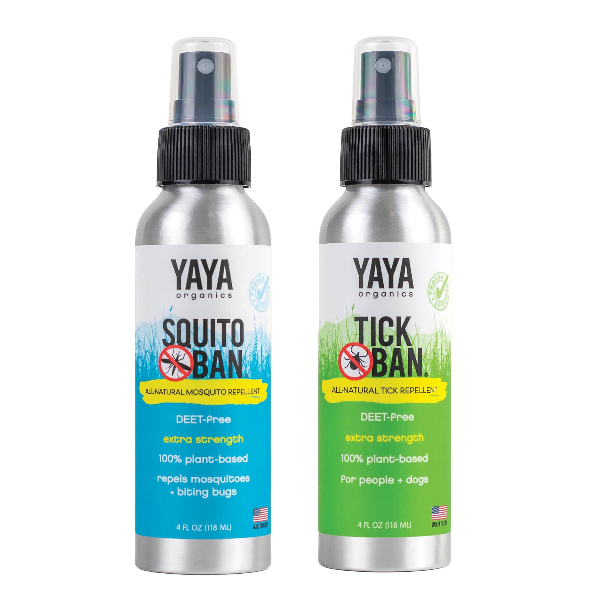 Yaya Organics Tick Ban + Squito Ban Duo Pack | All Natural Tick Repellent And Mosquito Spray Made With Essential Oils, Deet-Free
