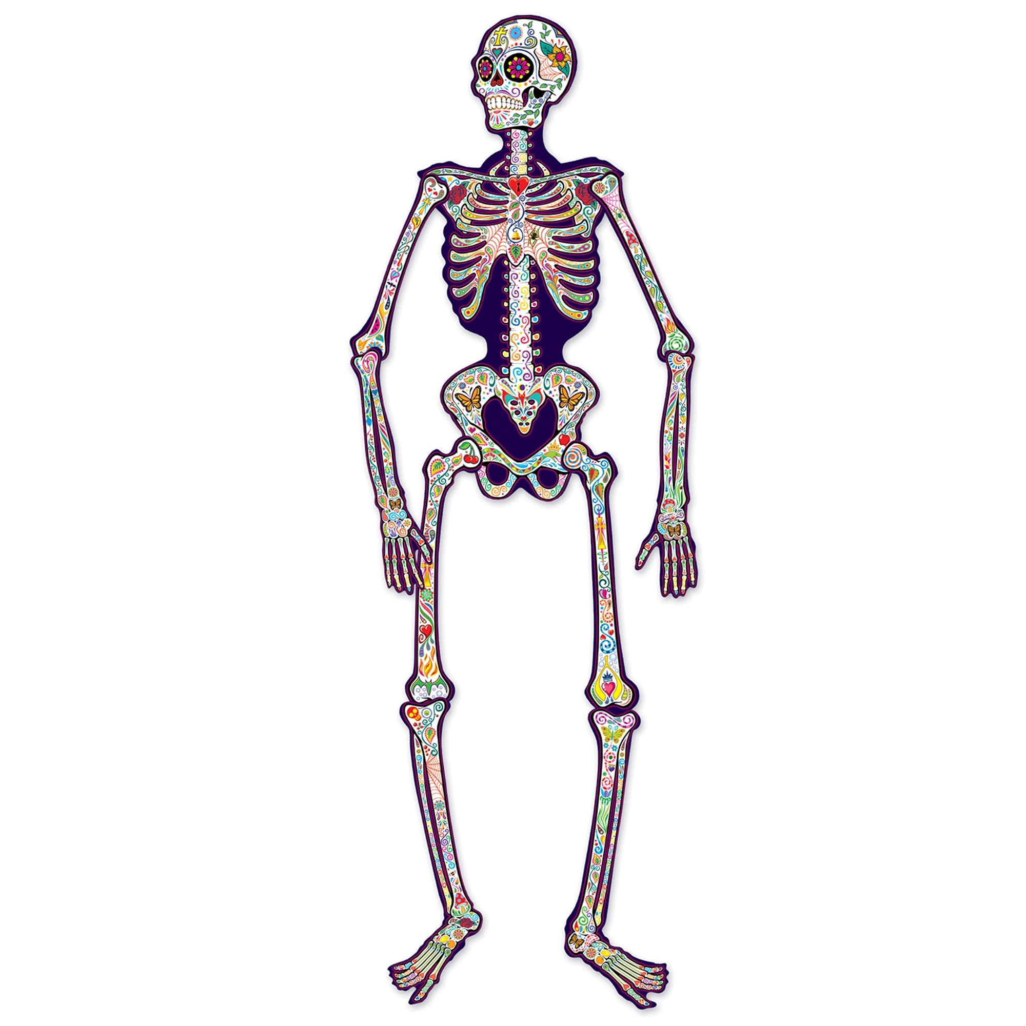 Beistle Halloween Sugar Skull Skeleton Jointed Cutout, 4.58' - 1 Pc.
