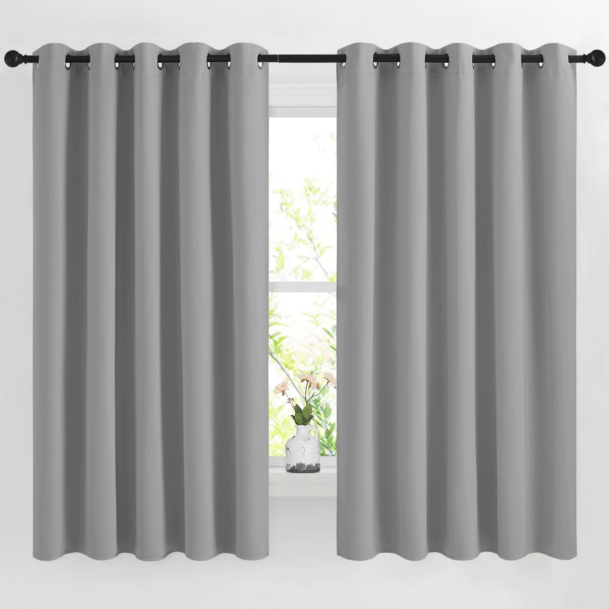 Nicetown Blackout 66 Inch Curtains For Bedroom, Grommet Thermal Insulated Room Darkening Window Treatments Voice Reducing For Ki