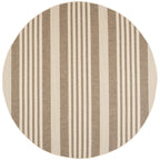 SAFAVIEH Courtyard Collection 6'7'' Round Brown/Bone CY6062 Stripe Indoor/ Outside Waterproof Easy cleansingPatio Backyard Mudro