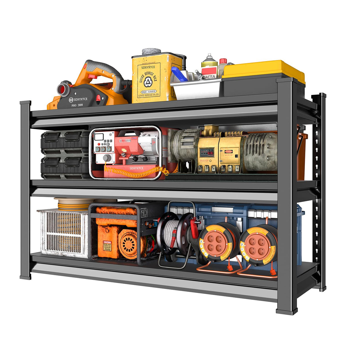 SDXYSTCE 3Tier Garage Shelving Heavy Duty,48W x 18D x 39H Metal Shelving Unit,1620 lbs Weight Capacity Adjustable Stor