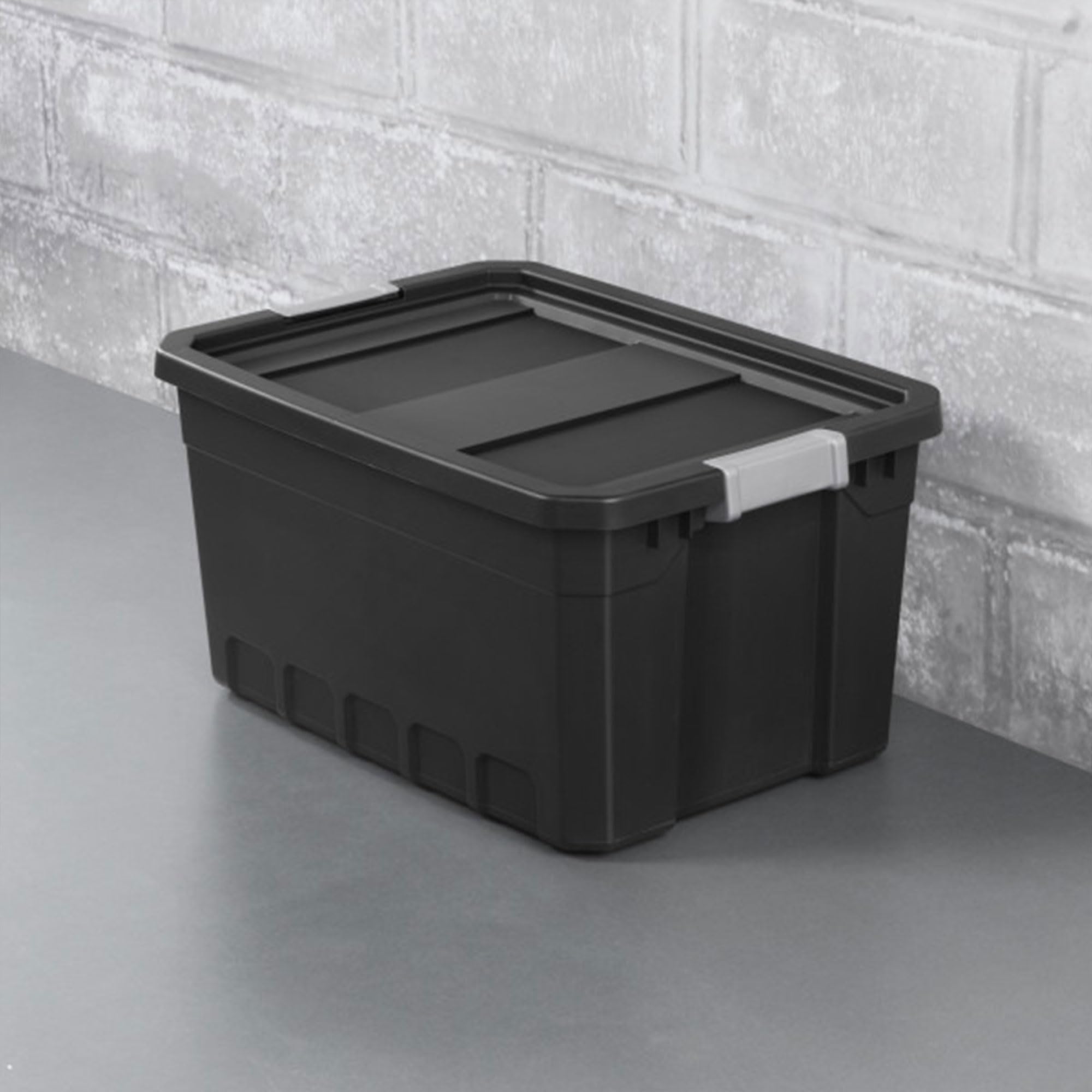 Sterilite 19 Gallon Plastic Stacker Tote, Heavy Duty Lidded Storage Bin Container For Stackable Garage And Basement Organization