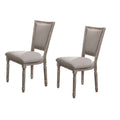 Benjara Wooden Chair with Fabric Upholstered Seating, Set of 2, Gray and Brown