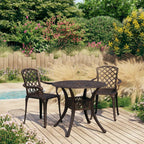 vidaXL 3-Piece Patio Bistro Set - Sturdy Cast Aluminum Garden Furniture - Elegant Bronze Finish with Umbrella Hole - for Outdoor Seating and Dining