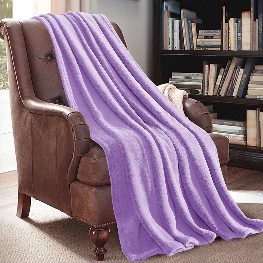 Jml Plush Throw Blanket 50' X 60', Plush Soft Fleece Blanket -Solid Color Violet, Lightweight All Season Couch Sofa Blanket