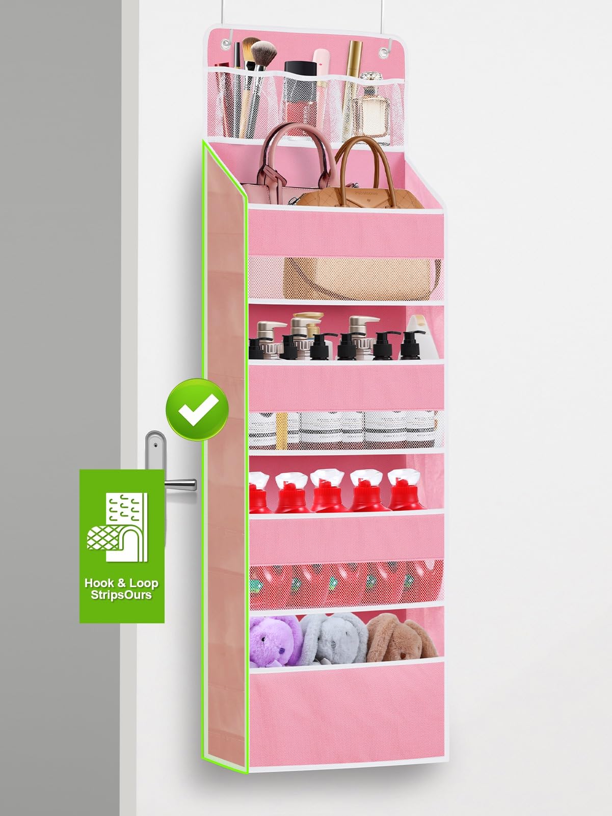 2 Pack Over Door Organizer, Behind Door Hanging Organizer With Clear Window 4 Large Capacity Pockets, Foldable Over The Door Sto