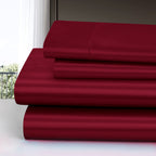 Homiest 4Pcs Satin Sheets Set Luxury Silky Satin Bedding Set With Deep Pocket, 1 Fitted Sheet + 1 Flat Sheet + 2 Pillowcases (Queen Size, Burgundy)