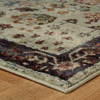 HomeRoots 509967 9 x 12 ft. Stone & Red Oriental Power Loom Stain Resistant Rectangle Area Rug