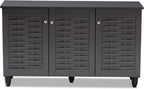 Click to see full view      5+  VIDEO Baxton Studio Wadia Modern and Contemporary Dark Gray 3-Door Wooden Entryway Shoe Storage Cabinet