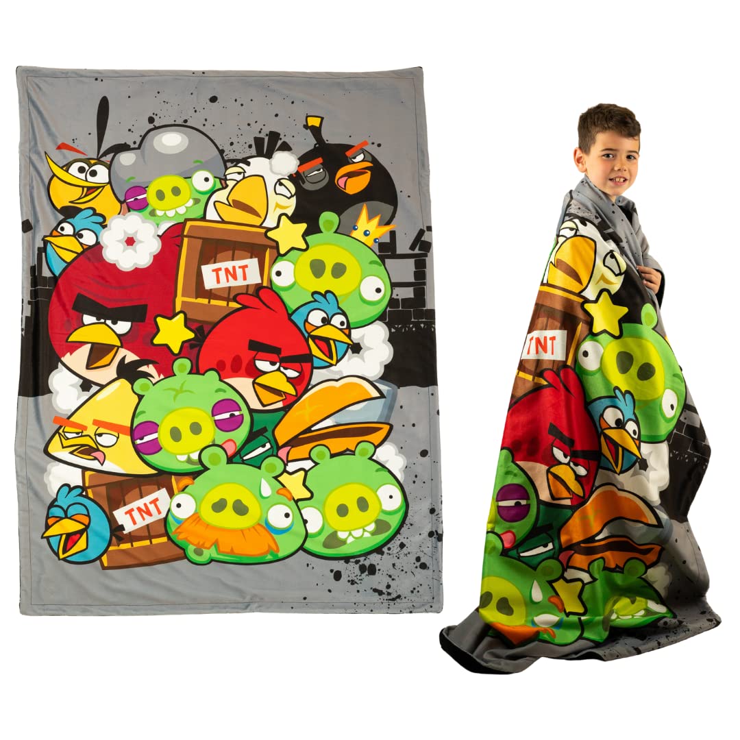 Franco Angry Birds Kids Bedding Super Soft Micro Raschel Throw, 46 In X 60 In, (Official Licensed Product)