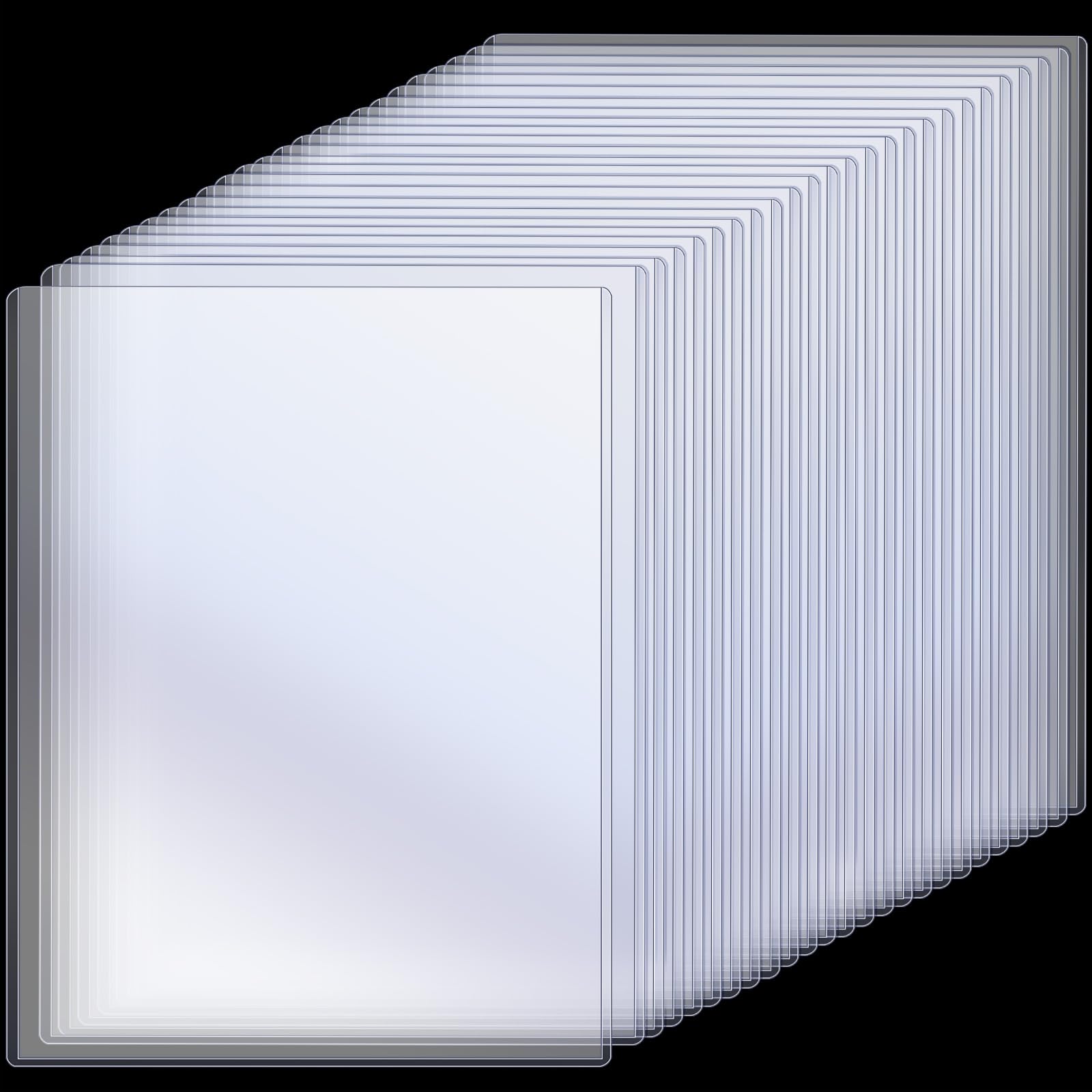 Teling 25 Pcs 8 1/2' X 11' Rigid Print Protectors Clear Rigid Sleeve Plastic Paper Page Protectors Clear Sheet Cover Photo Pla