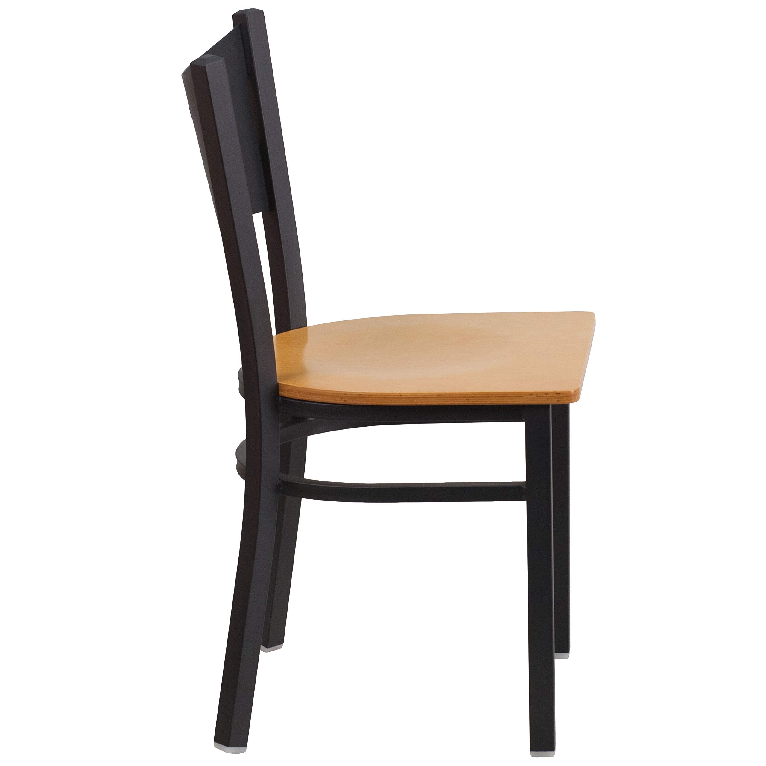 Flash Furniture HERCULES Series Black Coffee Back Metal Restaurant Chair - Natural Wood Seat