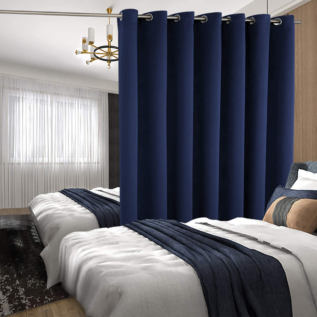 Bgment Fashion Sliding Door Curtain 100 X 120 Inches, Wide Thermal Blackout Curtains Room Darkening Room Divider Window Curtain, 1 Panel, Navy Blue, 120 Length X Wide 100