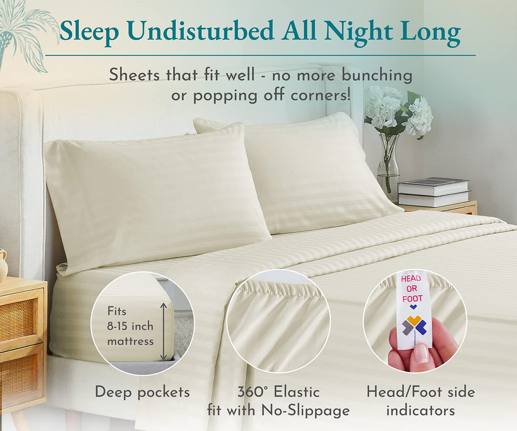 California Design Den 3 Piece Twin Size Sheet Set - 100% Cotton 500 Thread Count, Cooling Deep Pocket Bed Sheets With Fitted Ela