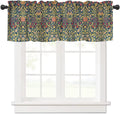 Shelifestyle William Morris Flower Window Valance Curtain, Vintage Boho Style Floral Botanical Tree Plant Pattern Window Treatme