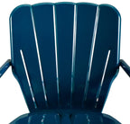 Crosley Furniture Ridgeland 5-Piece Outdoor Dining Set for 4, Retro Metal Round Patio Table and Chairs, Navy Gloss